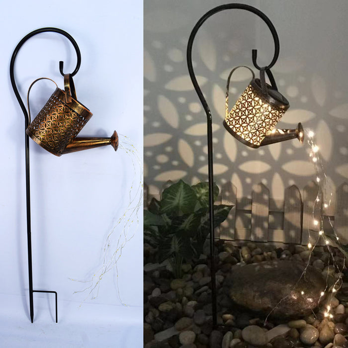 Solar Wrought Iron Watering Can