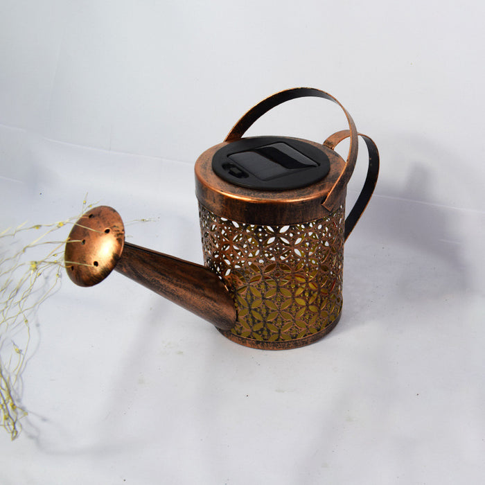 Solar Wrought Iron Watering Can