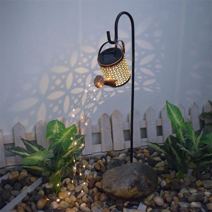 Solar Wrought Iron Watering Can