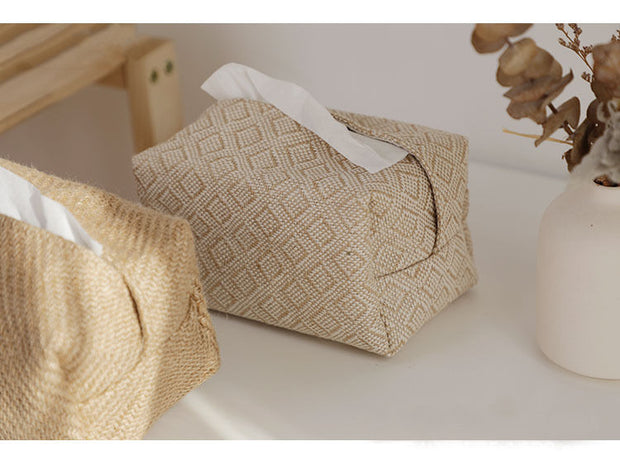 Linen Leather Tissue Box – Earthbound Elegance