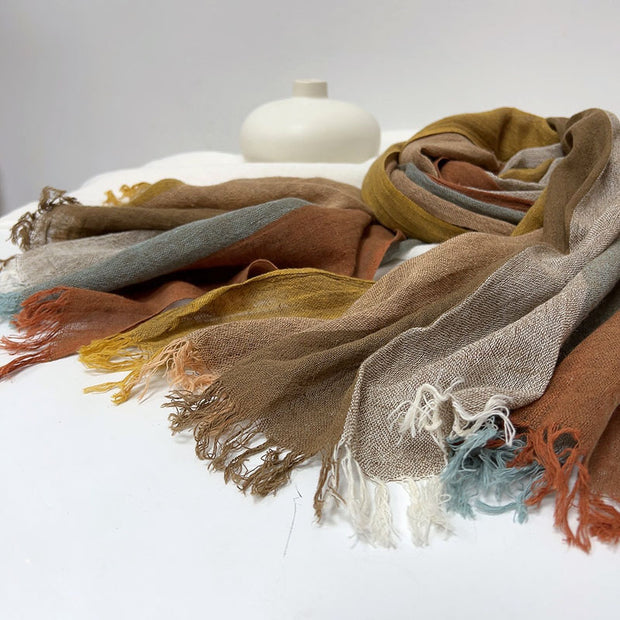 Cotton-Linen Stripe Scarf – Breezy Elegance