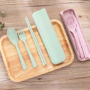Eco-Friendly Wheat Straw Cutlery Set - Durable & Compact