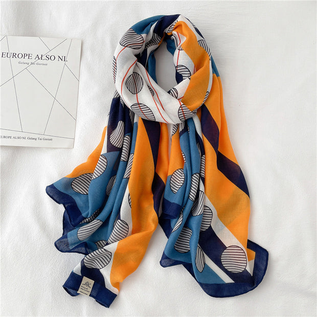 Big Dot Cotton-Linen Scarf – Light & Bold