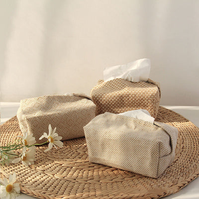 Linen Leather Tissue Box – Earthbound Elegance