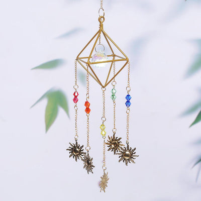 Golden Crystal Pendant - Pebble Frog