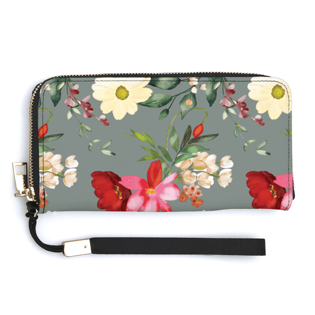 PU Leather Zipper Wallet - Pebble Frog