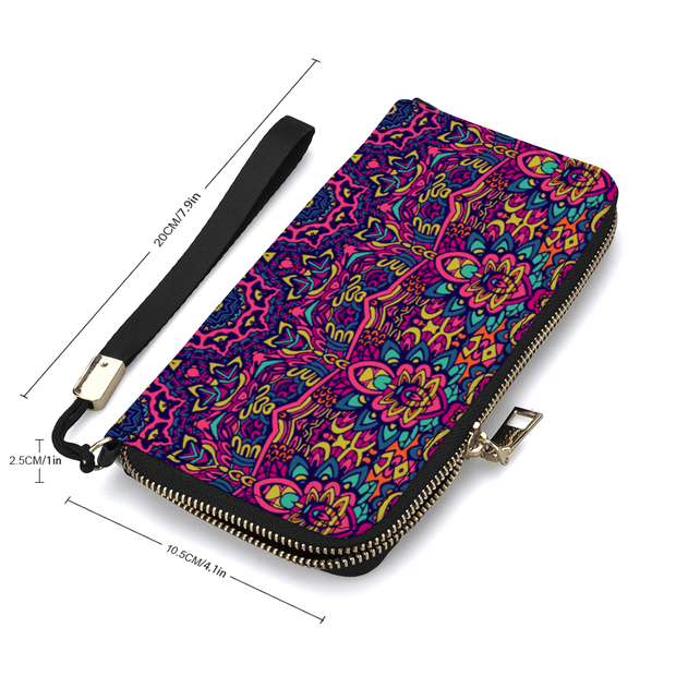 PU Leather Zipper Wallet - Pebble Frog