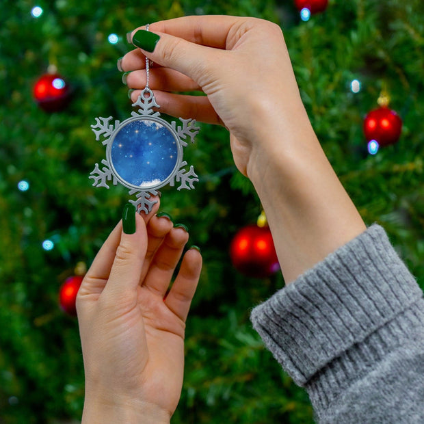 Pewter Snowflake Ornament - Pebble Frog