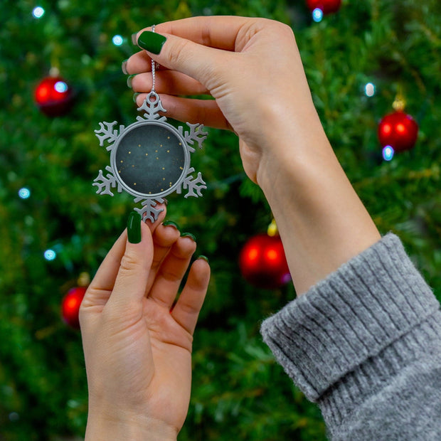 Pewter Snowflake Ornament - Pebble Frog
