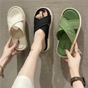 Women's Fashion Casual Soft Bottom Cross Sandal - Pebble Frog
