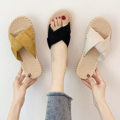 Women's Fashion Cross Sandals - Pebble Frog