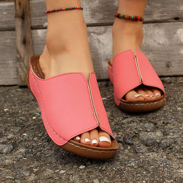Women’s Peep-toe Wedge Sandals - Pebble Frog