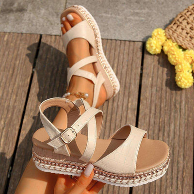 Women's Woven Thick Soled Sandals - Pebble Frog