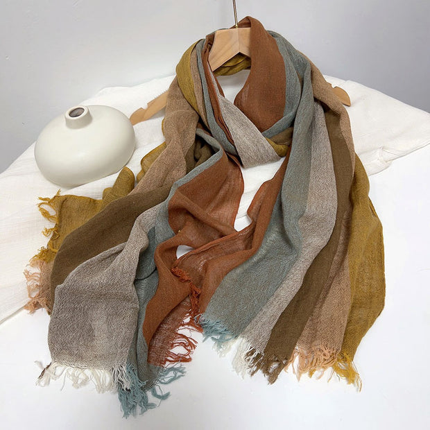 Cotton-Linen Stripe Scarf – Breezy Elegance
