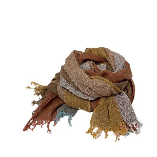 Cotton-Linen Stripe Scarf – Breezy Elegance