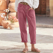 Women’s Cotton Linen Cropped Pants – Meadow Ease