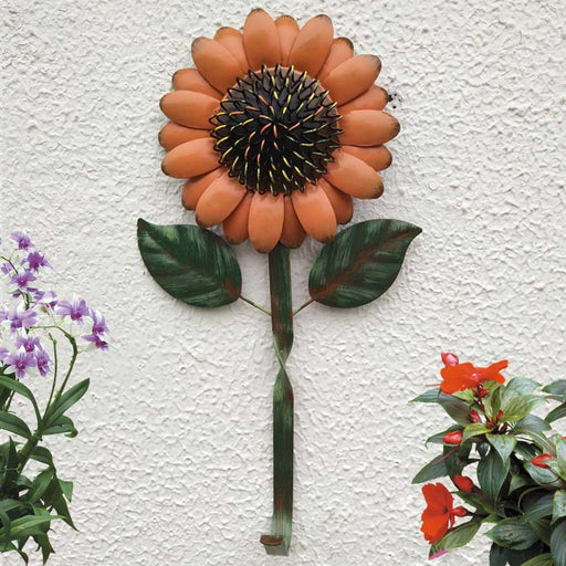 Vintage Wrought Iron Sunflower Wall Art Hooks - Pebble Frog