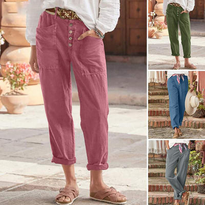 Women’s Cotton Linen Cropped Pants – Meadow Ease